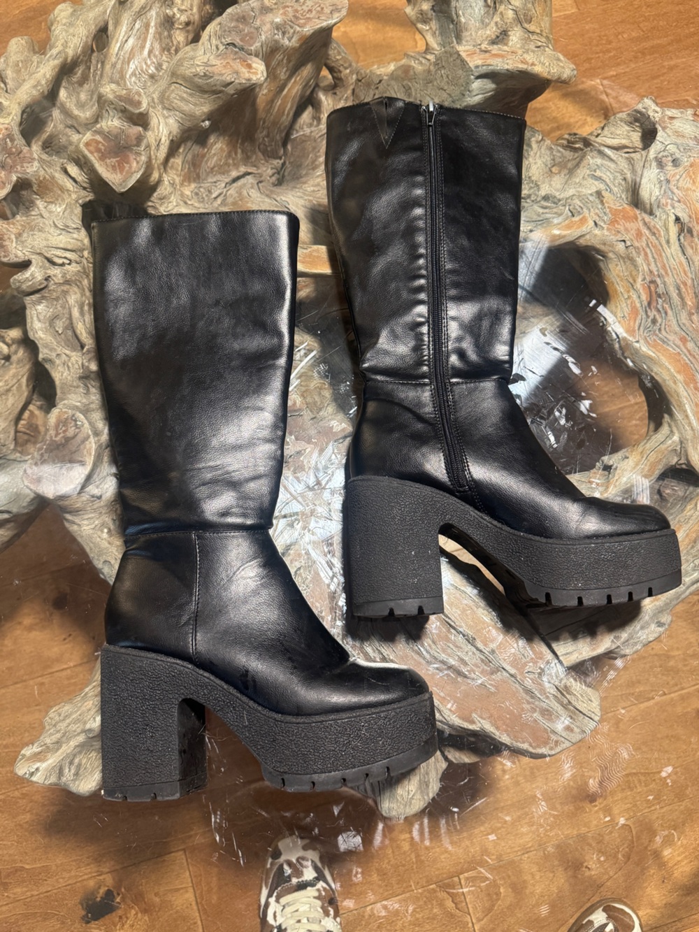 Platform Knee High Chunky Heel Boots
